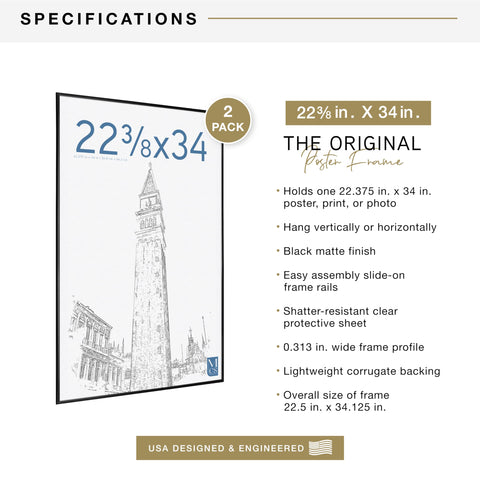 MCS Original Poster Frame vertical hanging demonstrates versatile wall orientation.