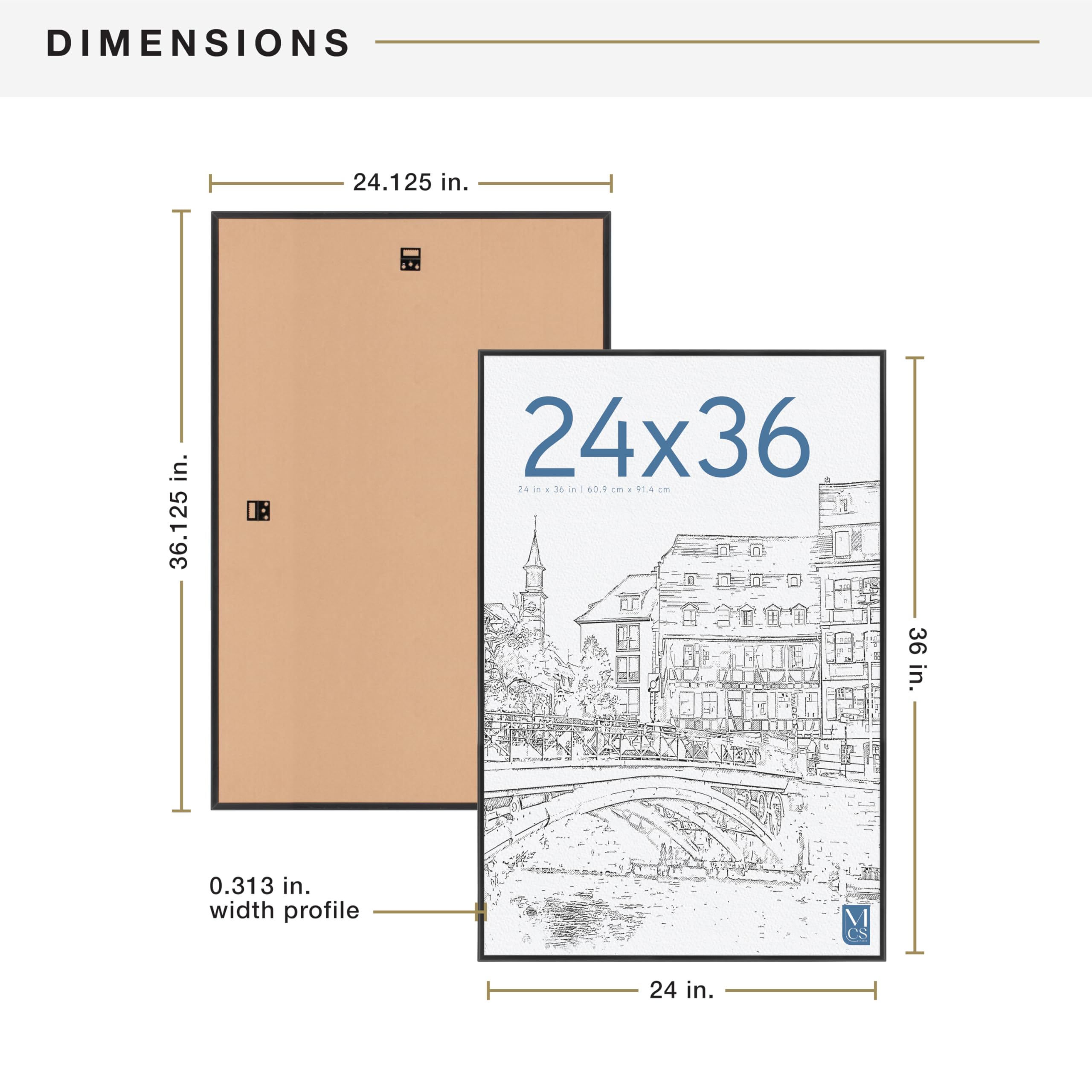 MCS Original Poster Frame 24x36 styrene front keeps images clear and protected.