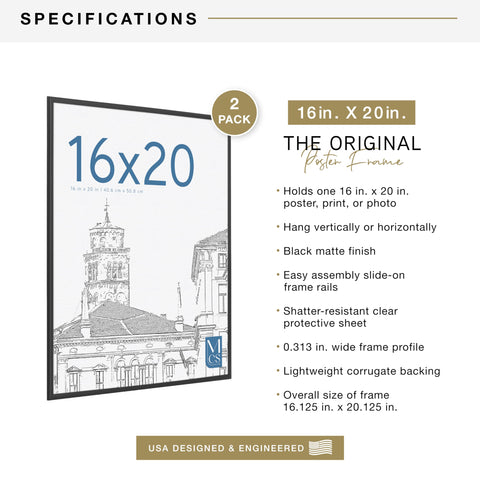 MCS Original Poster Frame offers quick snap-in assembly for easy setup