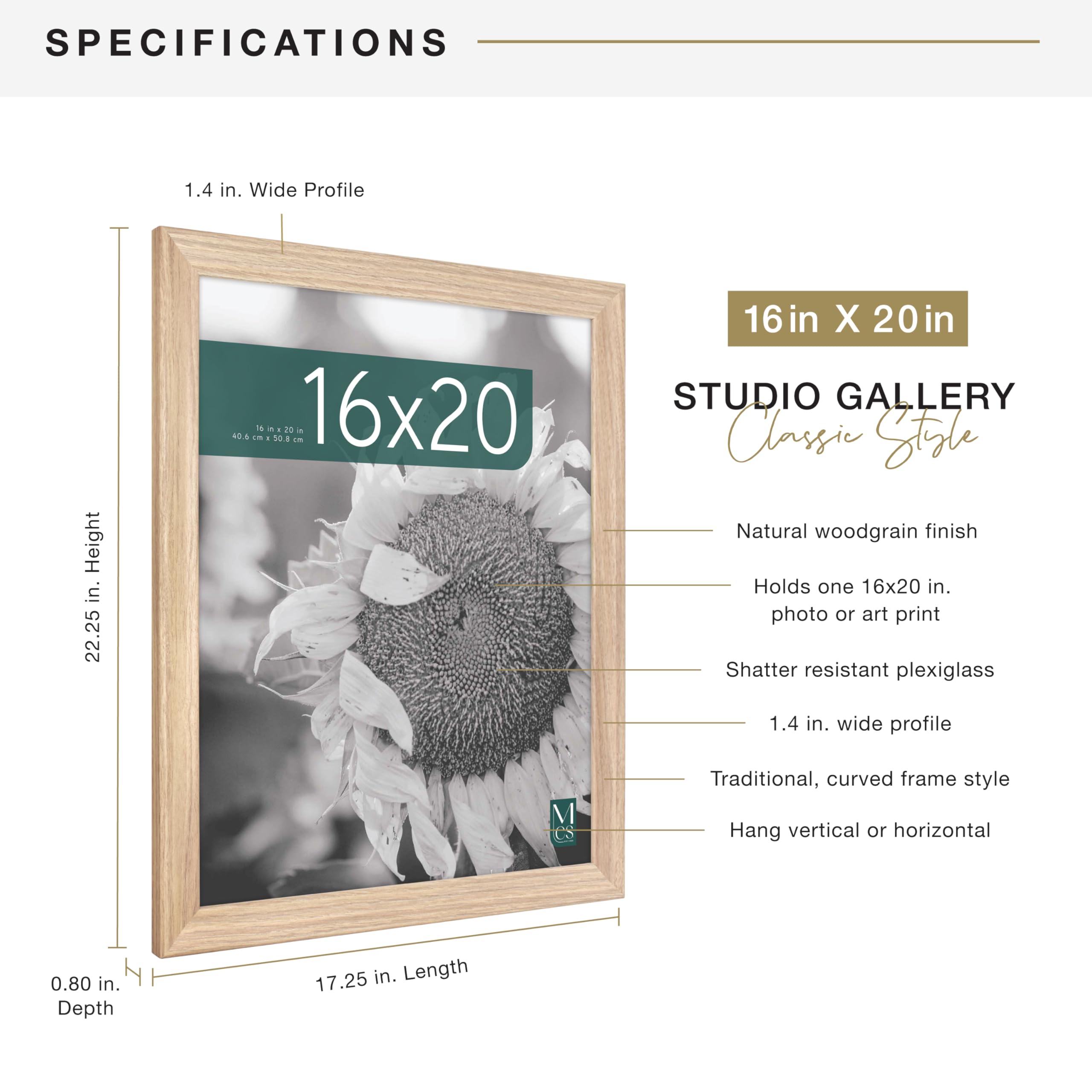MCS Studio Gallery Classic frame vertical hanging option
