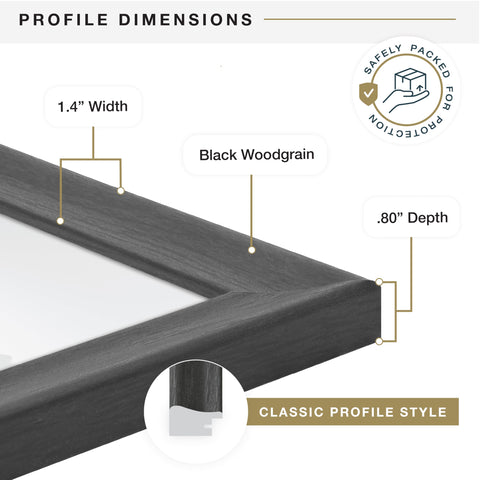 MCS Studio Gallery Classic frame woodgrain finish complements varied décor.