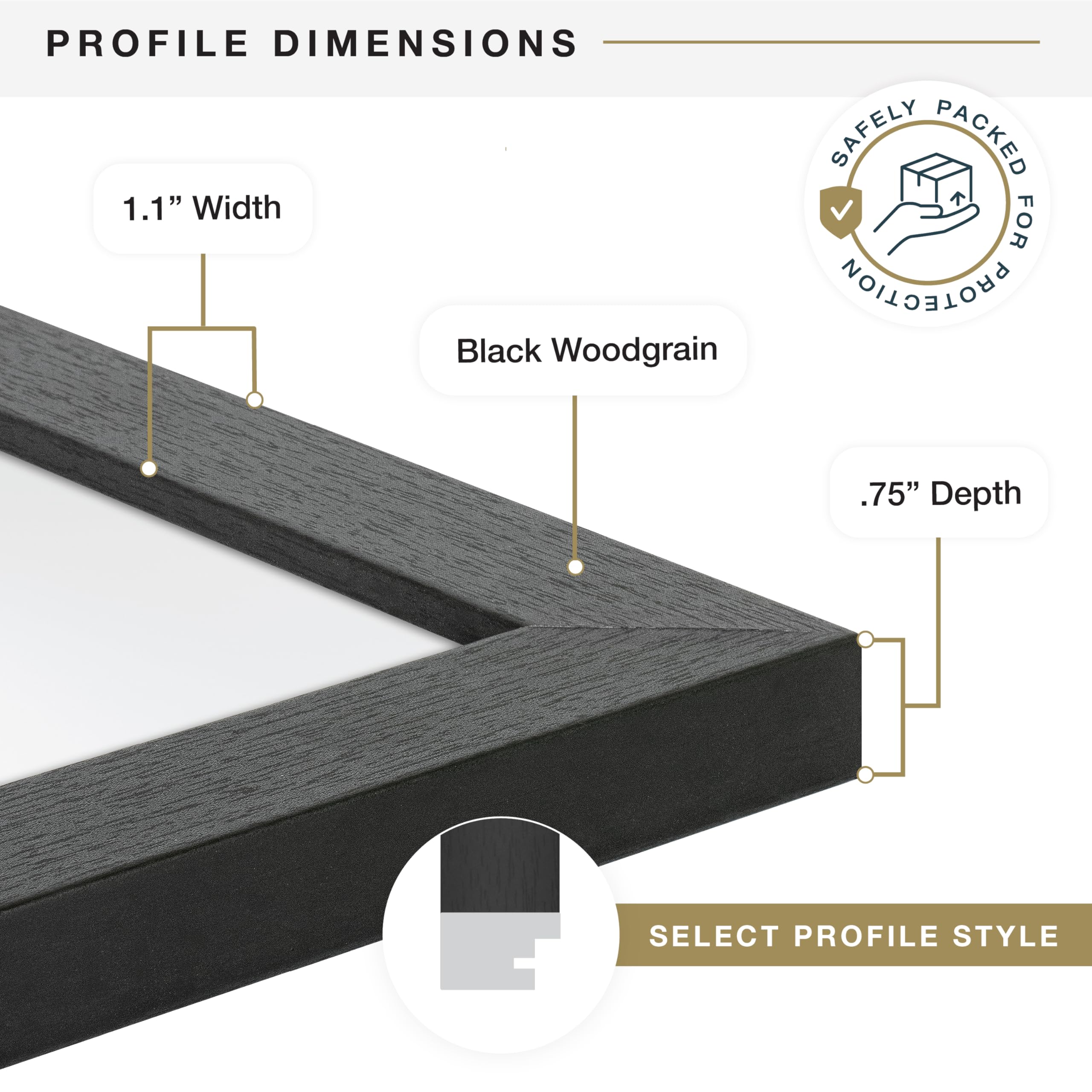 MCS Studio Gallery MDF backboard provides sturdy support for prints.