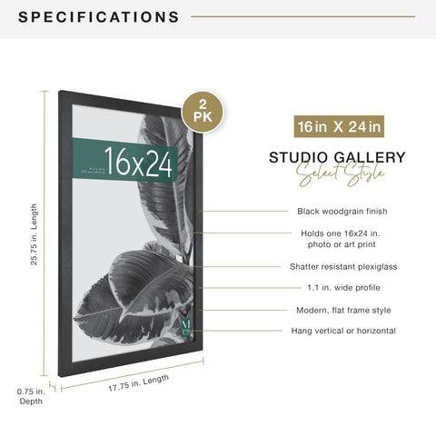 Pre-attached sawtooth hangers on MCS Studio Gallery frame support vertical or horizontal hanging.