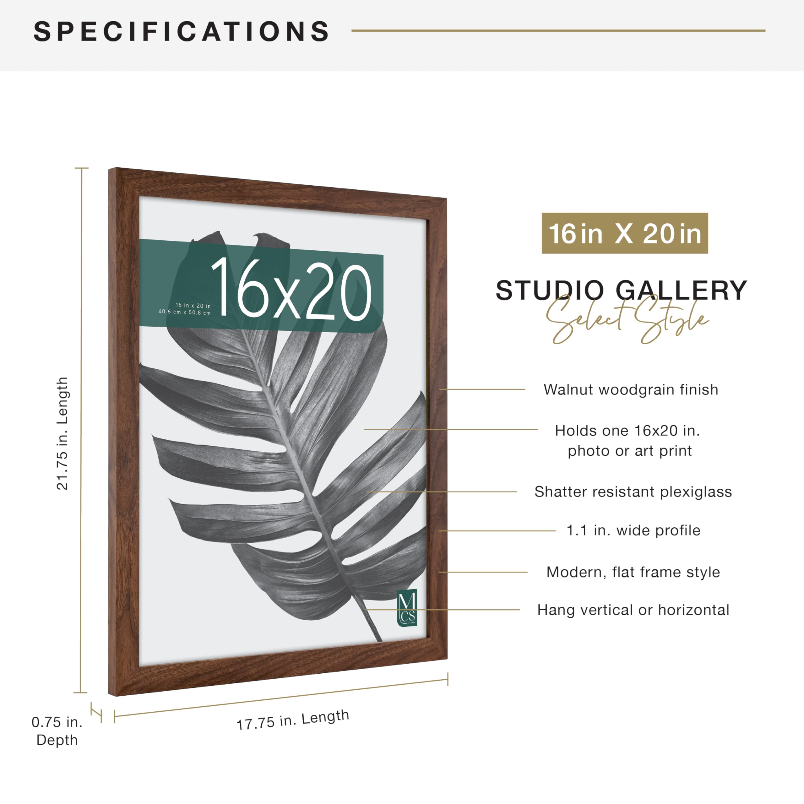 MCS Studio Gallery easy-turn buttons simplify opening and photo insertion.