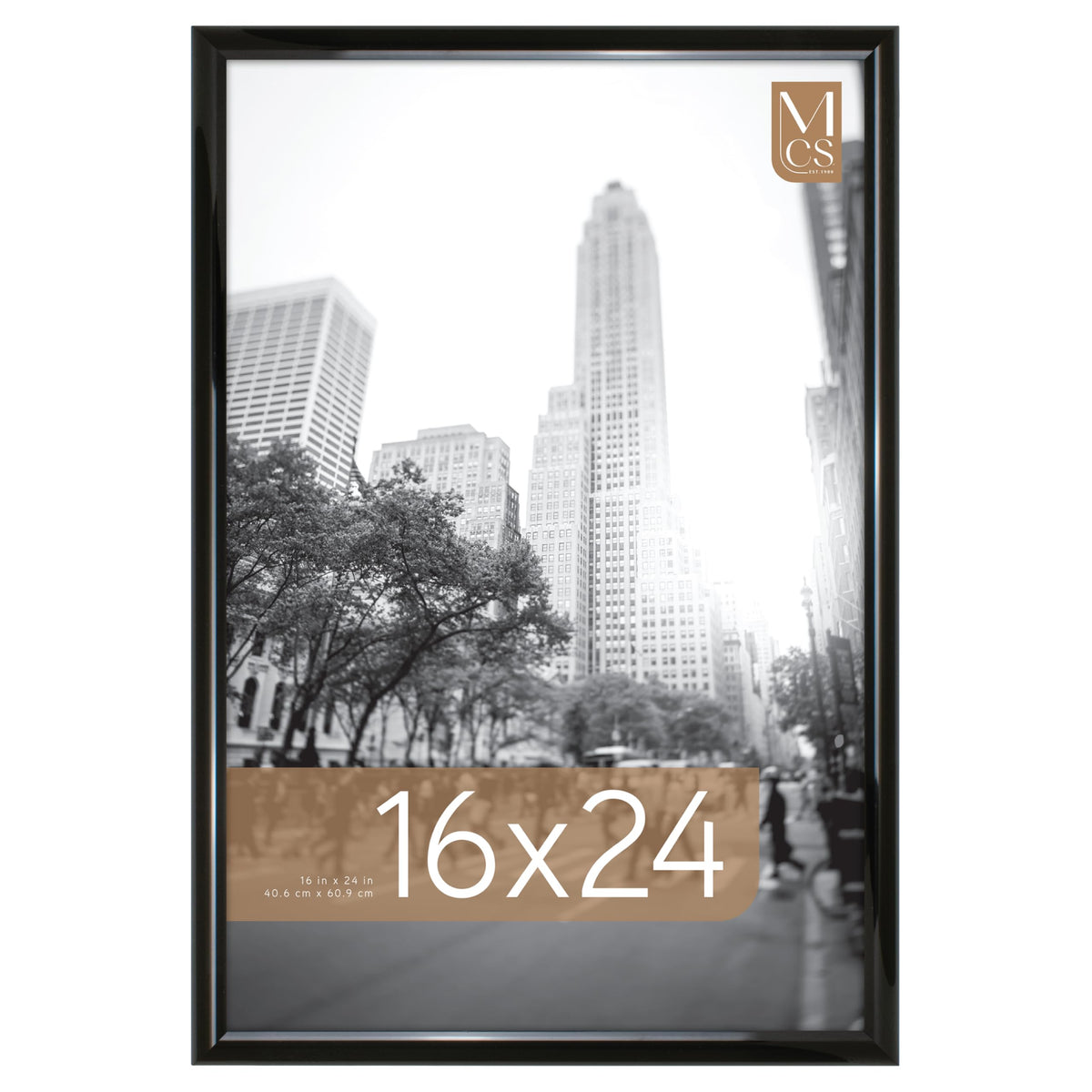 MCS Trendsetter 16x24 frame front view with black high-gloss finish for posters.