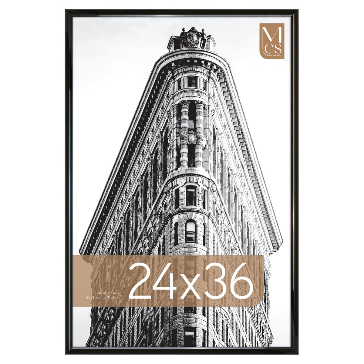 MCS Trendsetter 24x36 frame in black high-gloss over a poster for stylish wall display