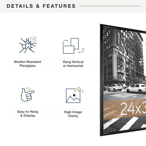 MCS Trendsetter 25x33 inch frame holds a 24x32 poster securely.