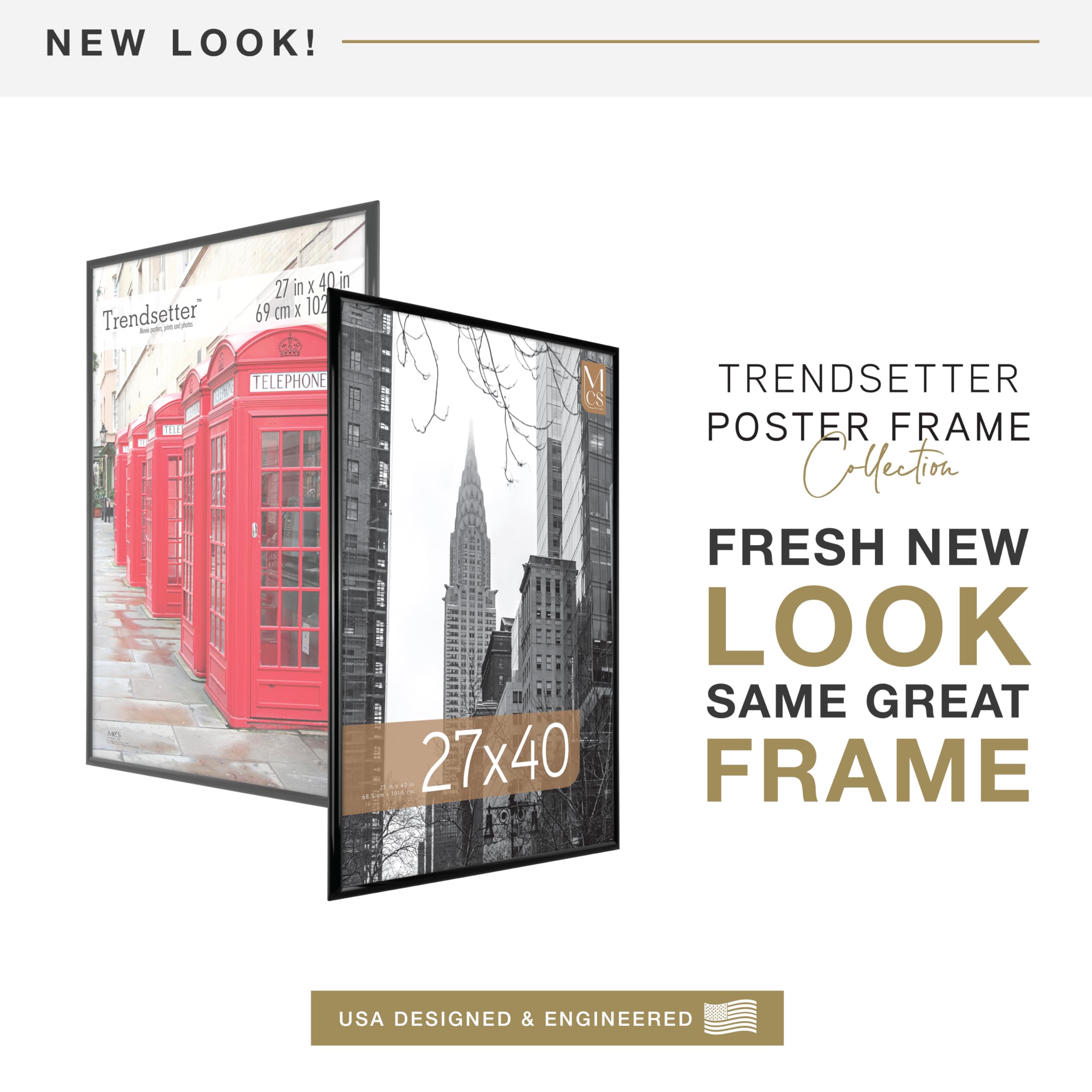 MCS Trendsetter 27x40 closeup shows durable clear front protecting prints