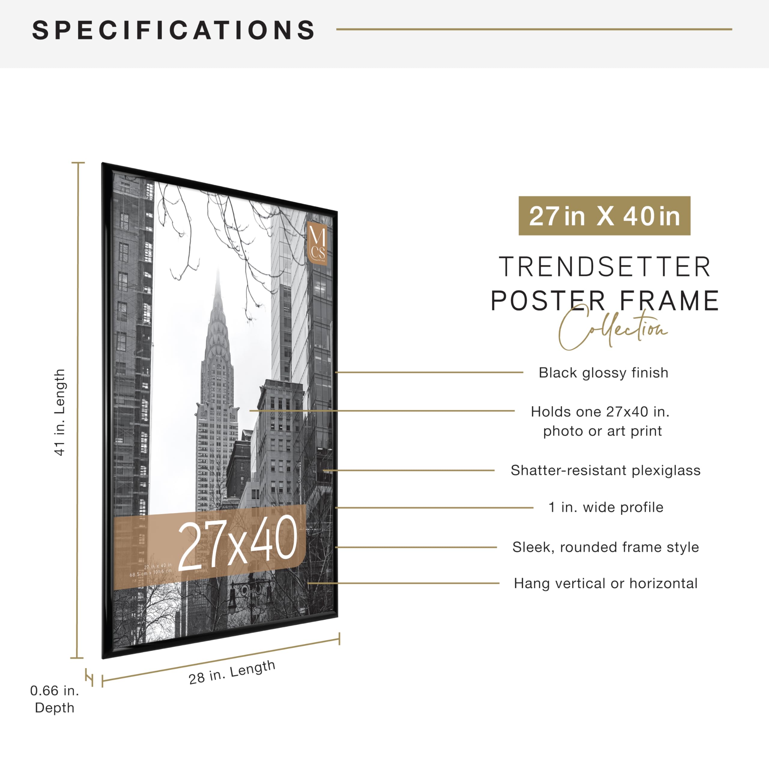 MCS Trendsetter 27x40 frame with cardboard backing for framing stability