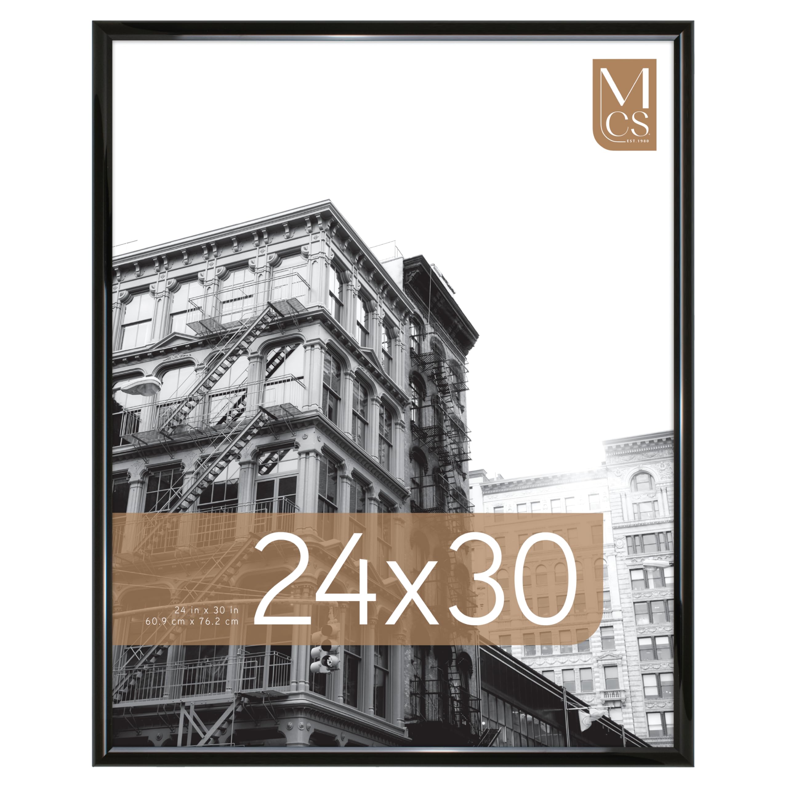 MCS Trendsetter black frame front view showing a clean contemporary poster display