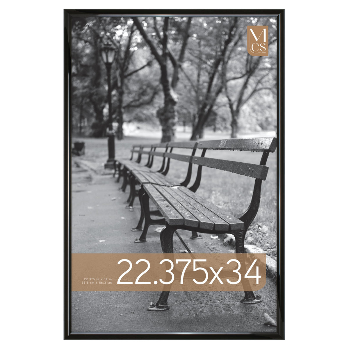 MCS Trendsetter frame in black high-gloss finish, front view, ideal for posters and photos