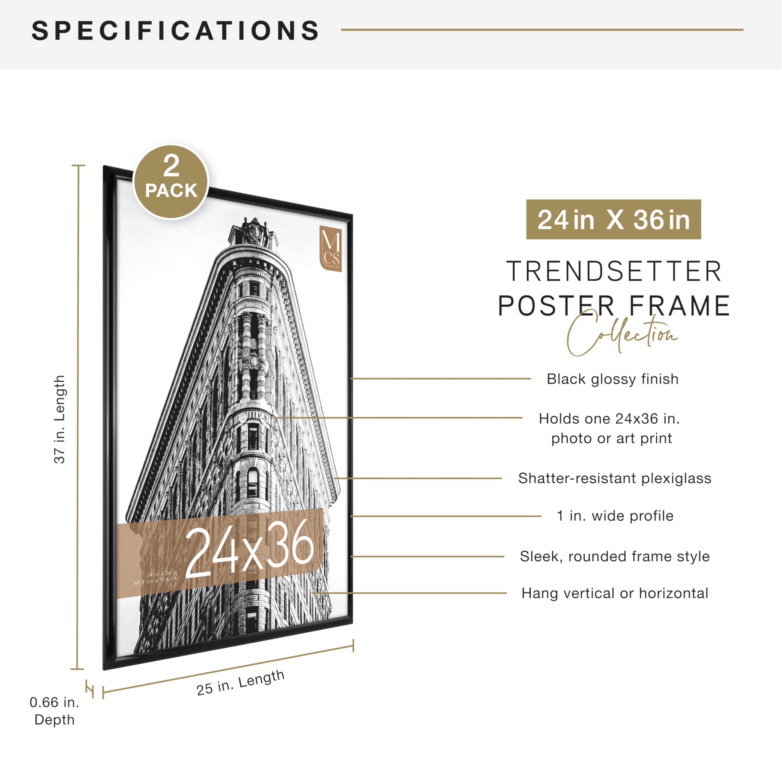 MCS Trendsetter frame hinged hangers enable quick wall mounting