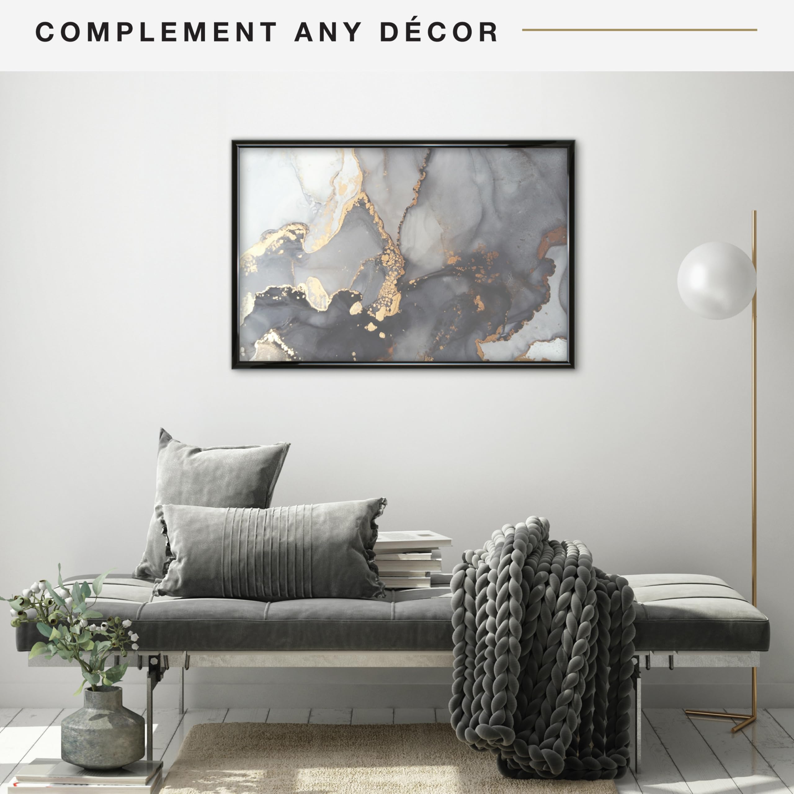 MCS Trendsetter black frame with shatterproof styrene front protects artwork
