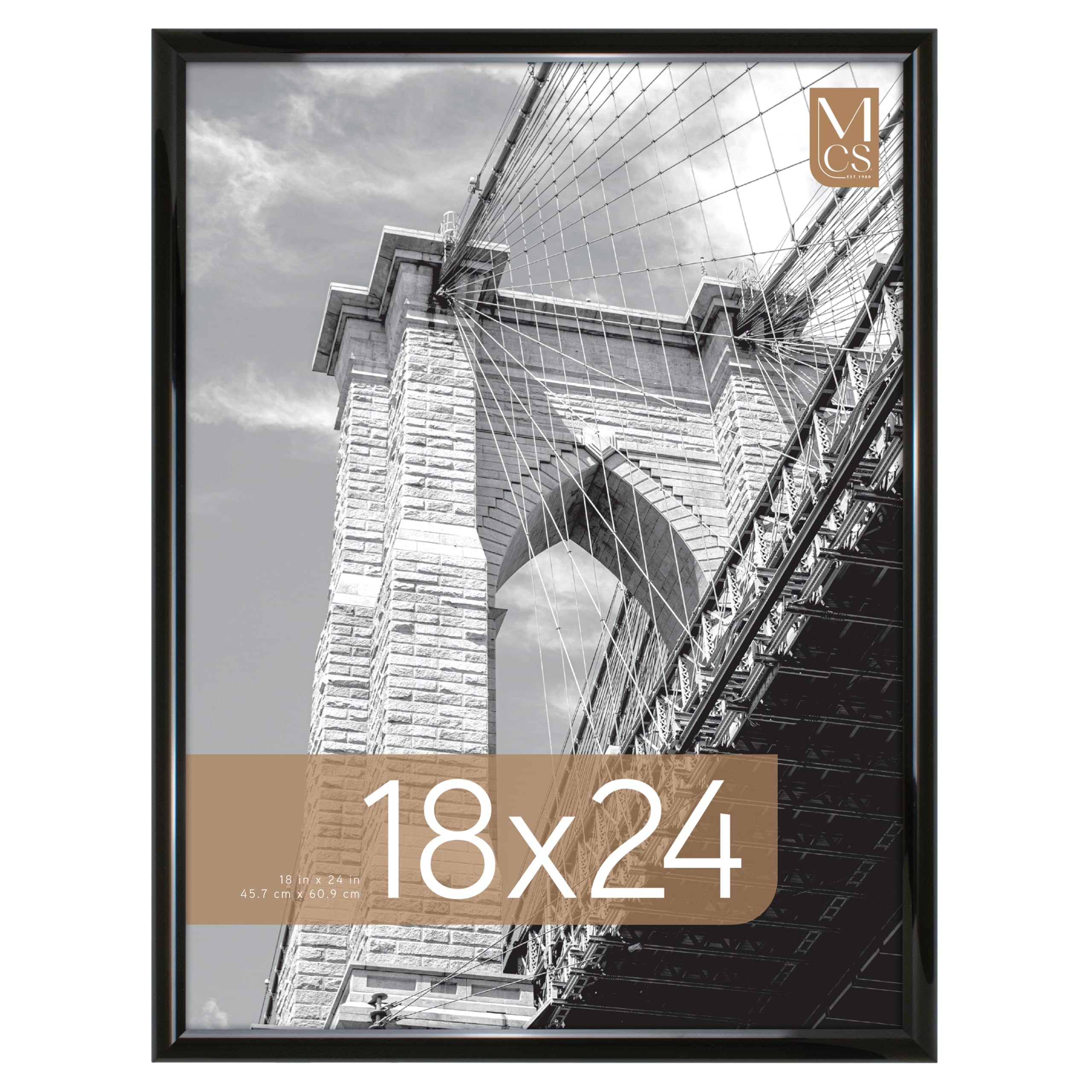 MCS Trendsetter front view with sleek black high-gloss frame protecting a poster