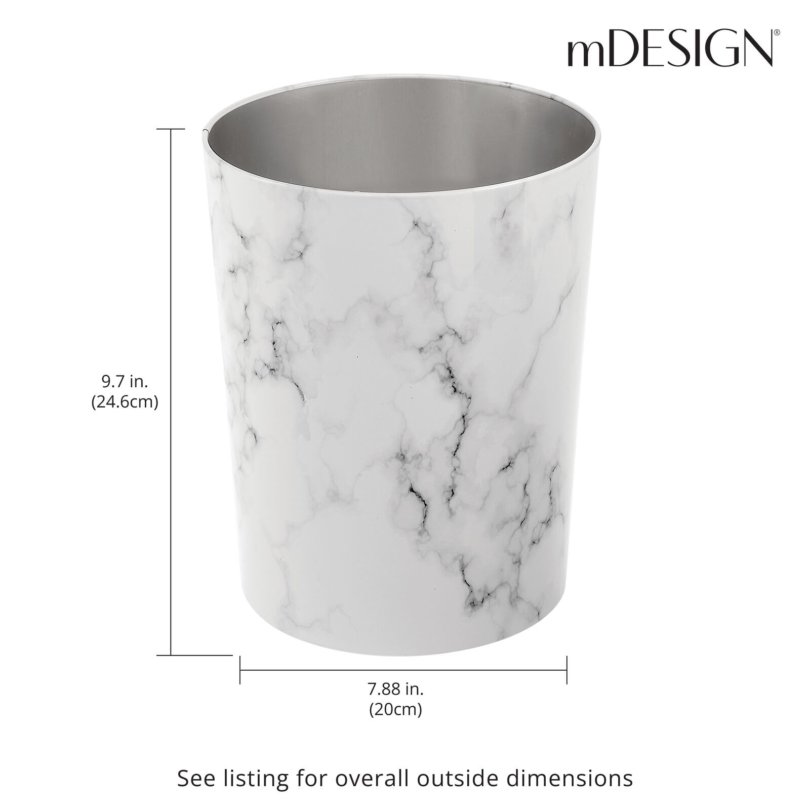 mdesign round metal wastebasket stainless steel for durable daily use.