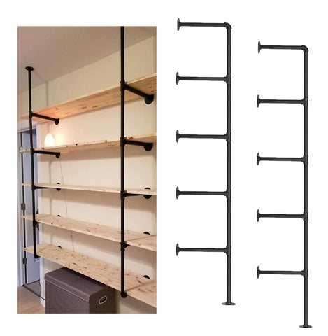 Mdjwjj industrial pipe shelf front view shows tall 68-inch five-tier storage for home or office