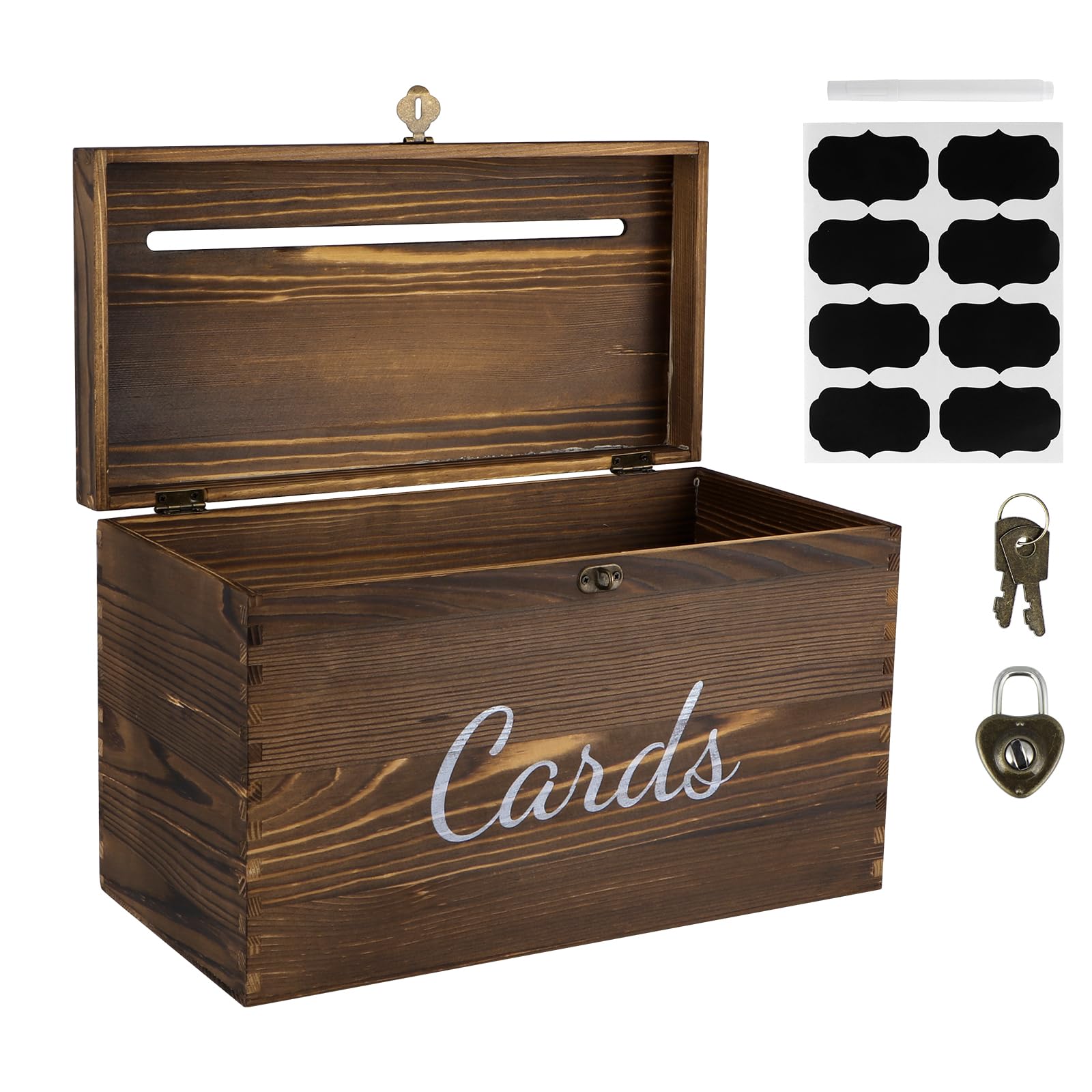 MDLUU wood box lid open highlighting front cards label for easy gifting