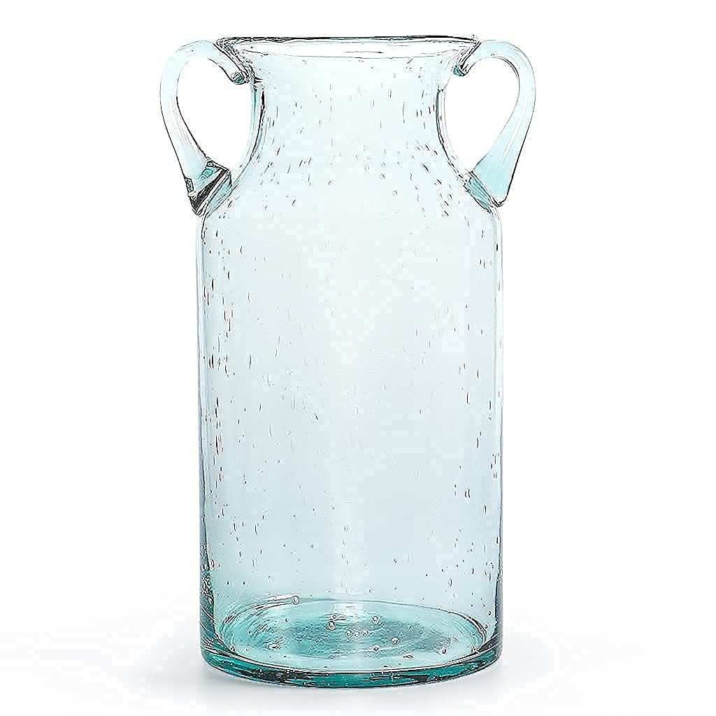 MDLUU decorative glass vase 11-tall with bubbles for elegant table décor.