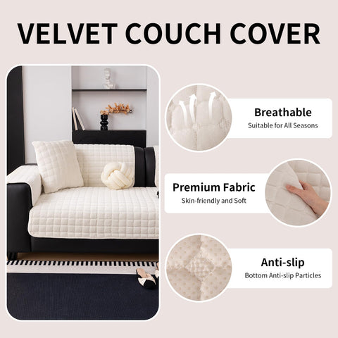 MDSASFD Velvet Couch Cover anti-slip back helps keep the cover in place on busy upholstery