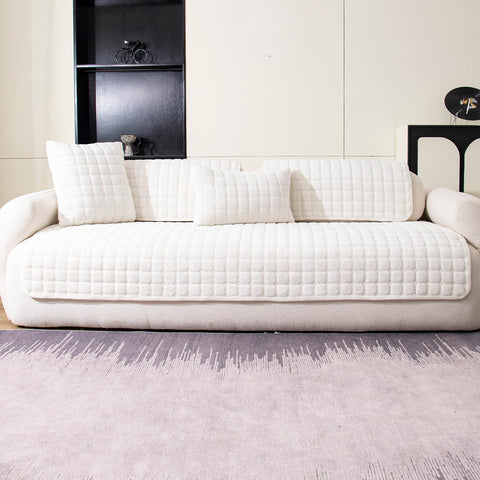 MDSASFD Velvet Couch Cover in white creates a clean, refreshed living space