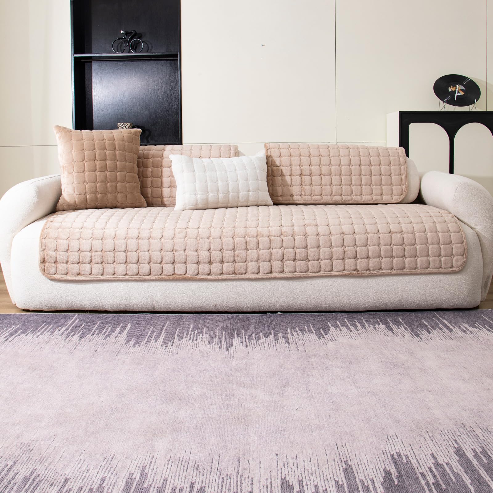 MDSASFD velvet couch cover easy-install and quick cleaning for busy homes