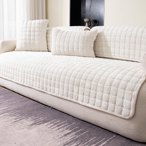 MDSASFD velvet couch cover with front quilted pattern protects your sofa