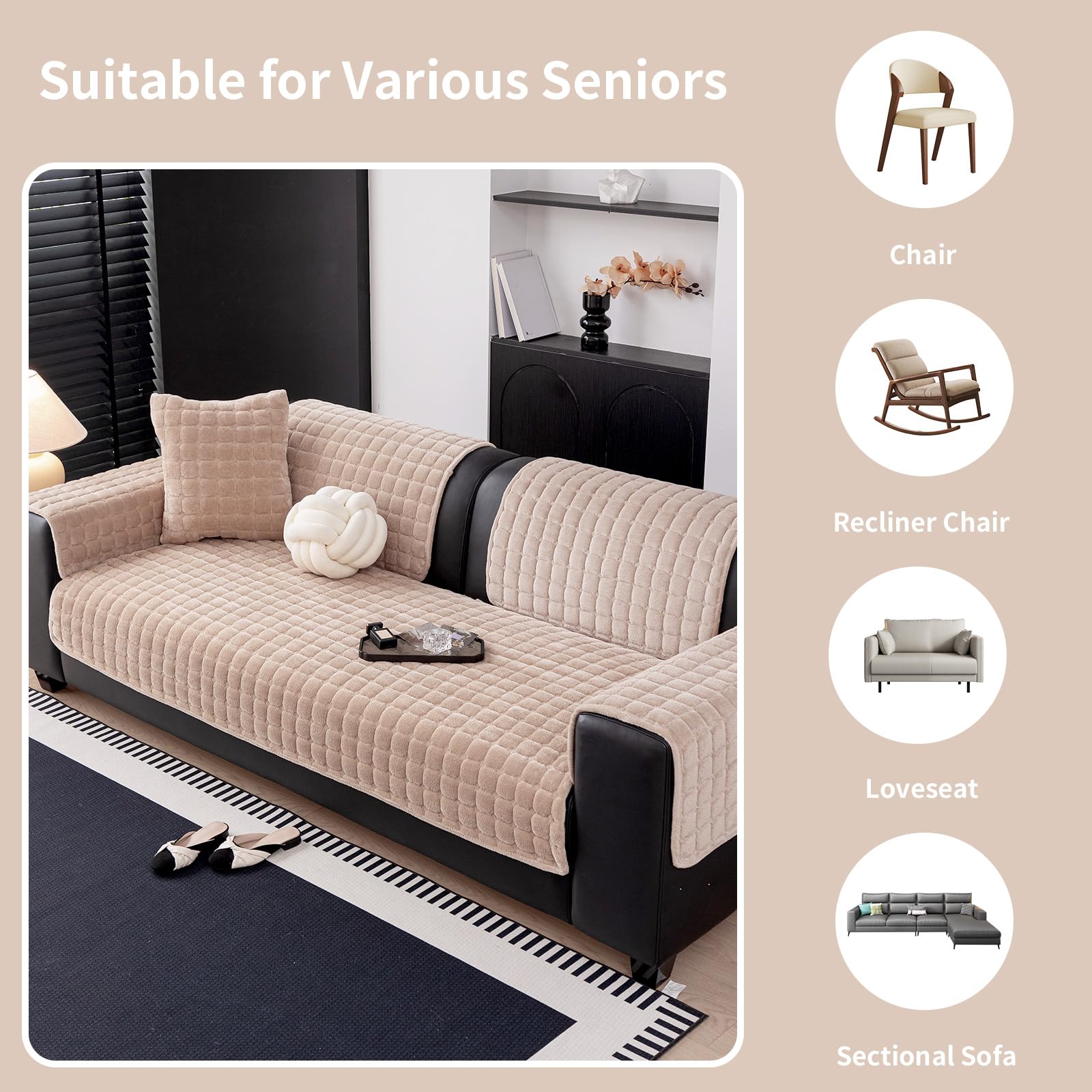MDSASFD velvet couch cover washable material retains color after wash