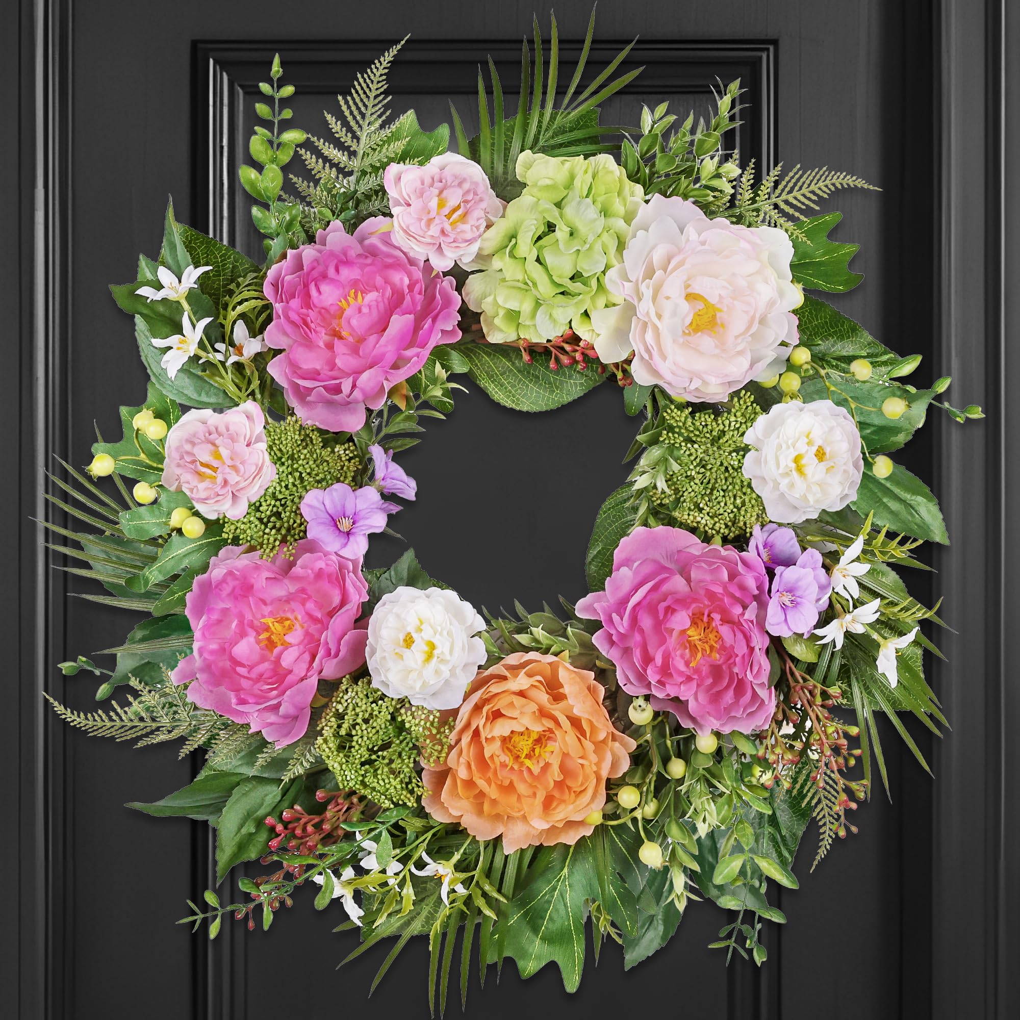 MDSTBN 24-inch spring wreath front door adds timeless curb appeal for any season