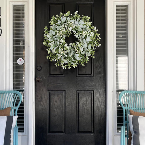 MDSTBN cream berry accents wreath closeup highlighting year-round charm