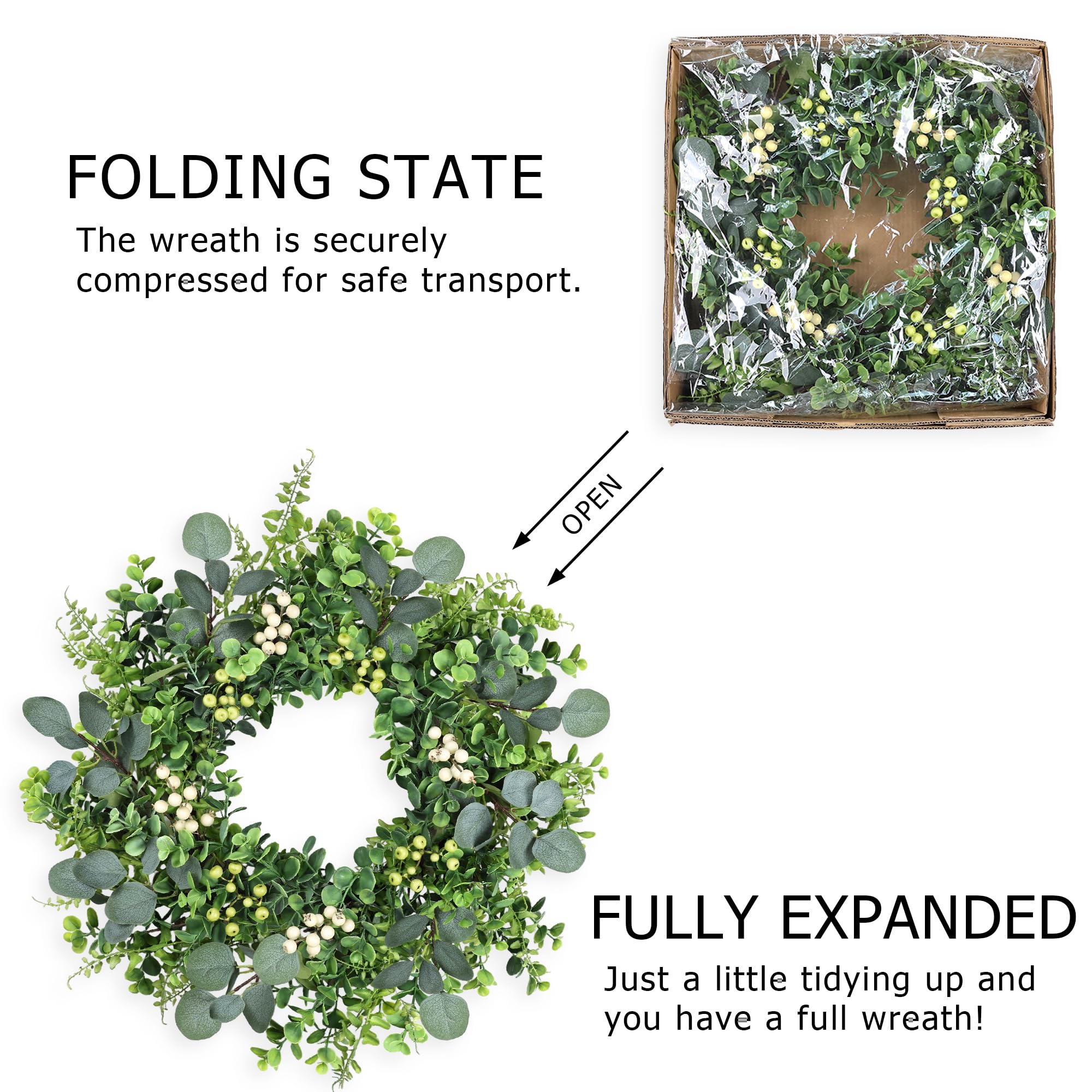 MDSTBN wreath styled in living room for elegant greenery