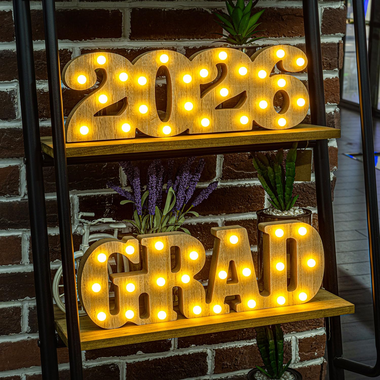 Meadin Grad 2026 LED letters attract compliments with their elegant wooden design
