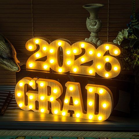 Meadin Grad 2026 LED letters add ambience for kindergarten through college milestones