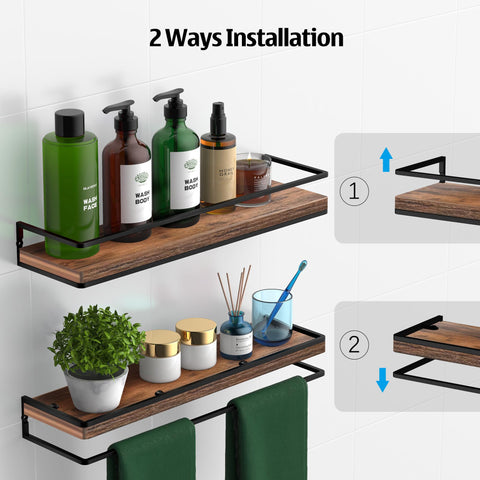 Meangood sturdy shelves feature a protective bar to prevent items from falling