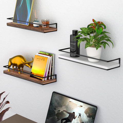 Meangood wall shelves in the bathroom hold skincare items neatly