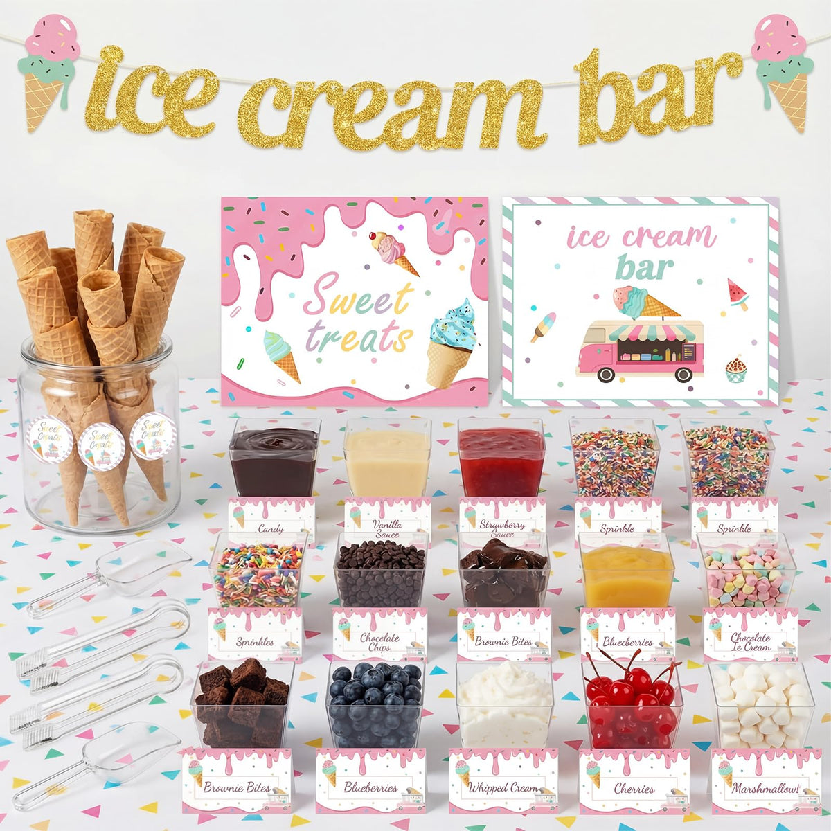 Meanplan ice cream cups shown in pastel display for a charming dessert bar