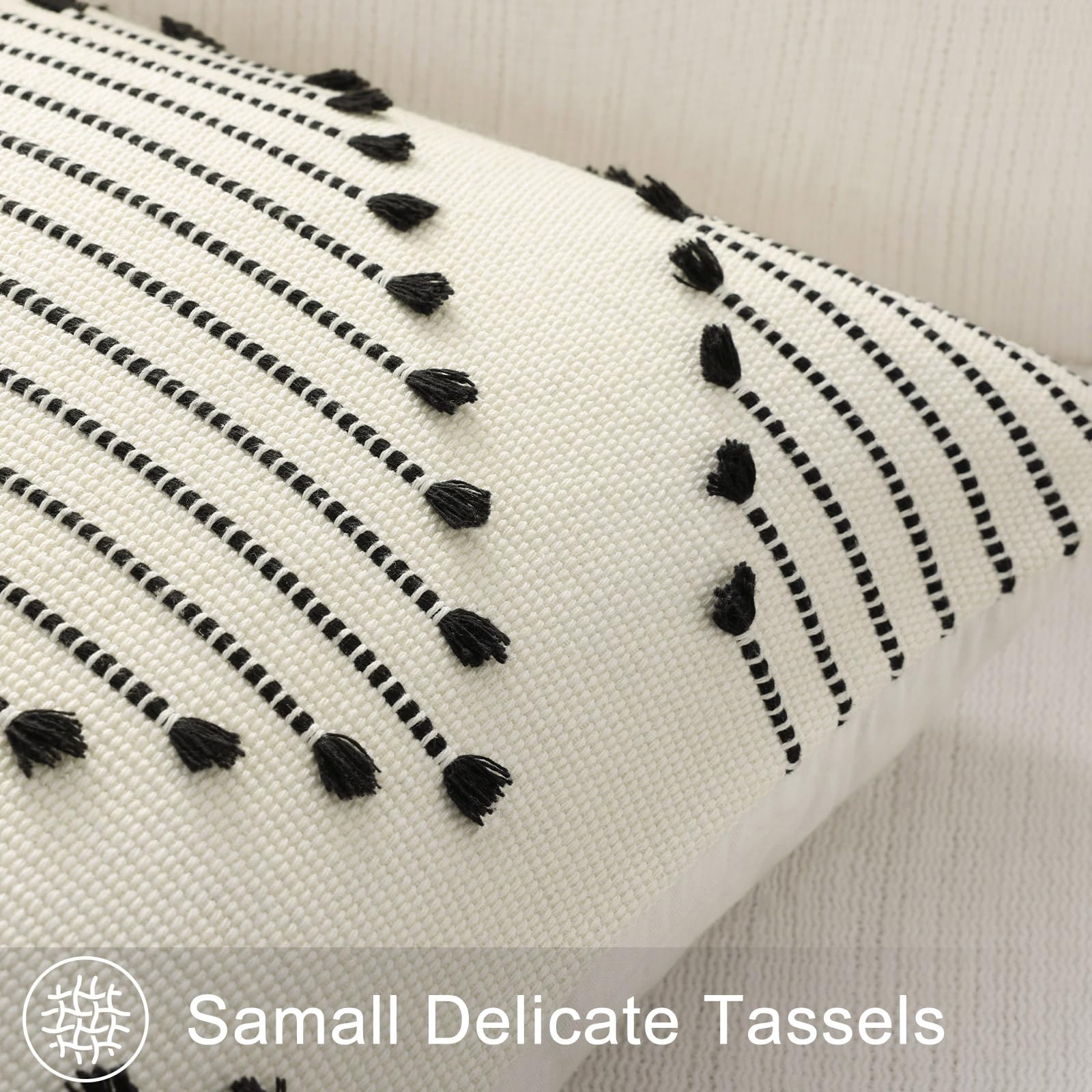 Mecatny 18x18 pillow cover thread detail highlighting sturdy construction.