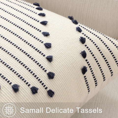 Mecatny colorfast pillow cover maintains navy-cream vibrancy