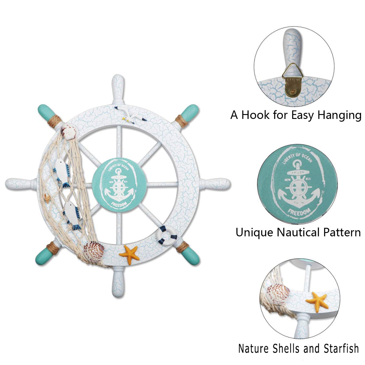 Meching ship wheel and anchor wall mount with back hook