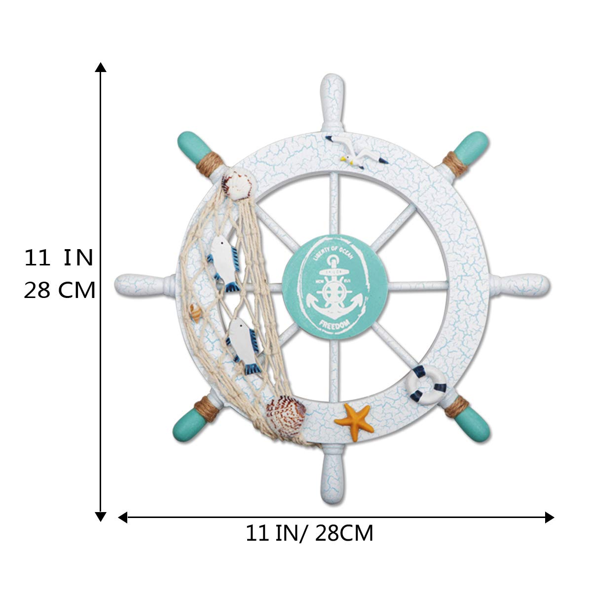 Meching wooden anchor 13 inch with rope for coastal decor