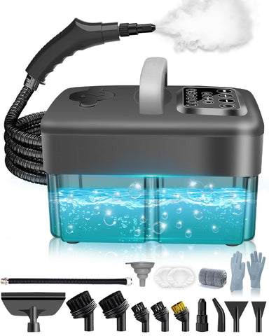 Mecmic steam cleaner front view—portable home cleaning versatility