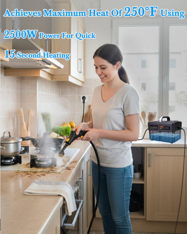 Mecmic steam cleaner water tank image showing 1600ml capacity for long cleaning sessions