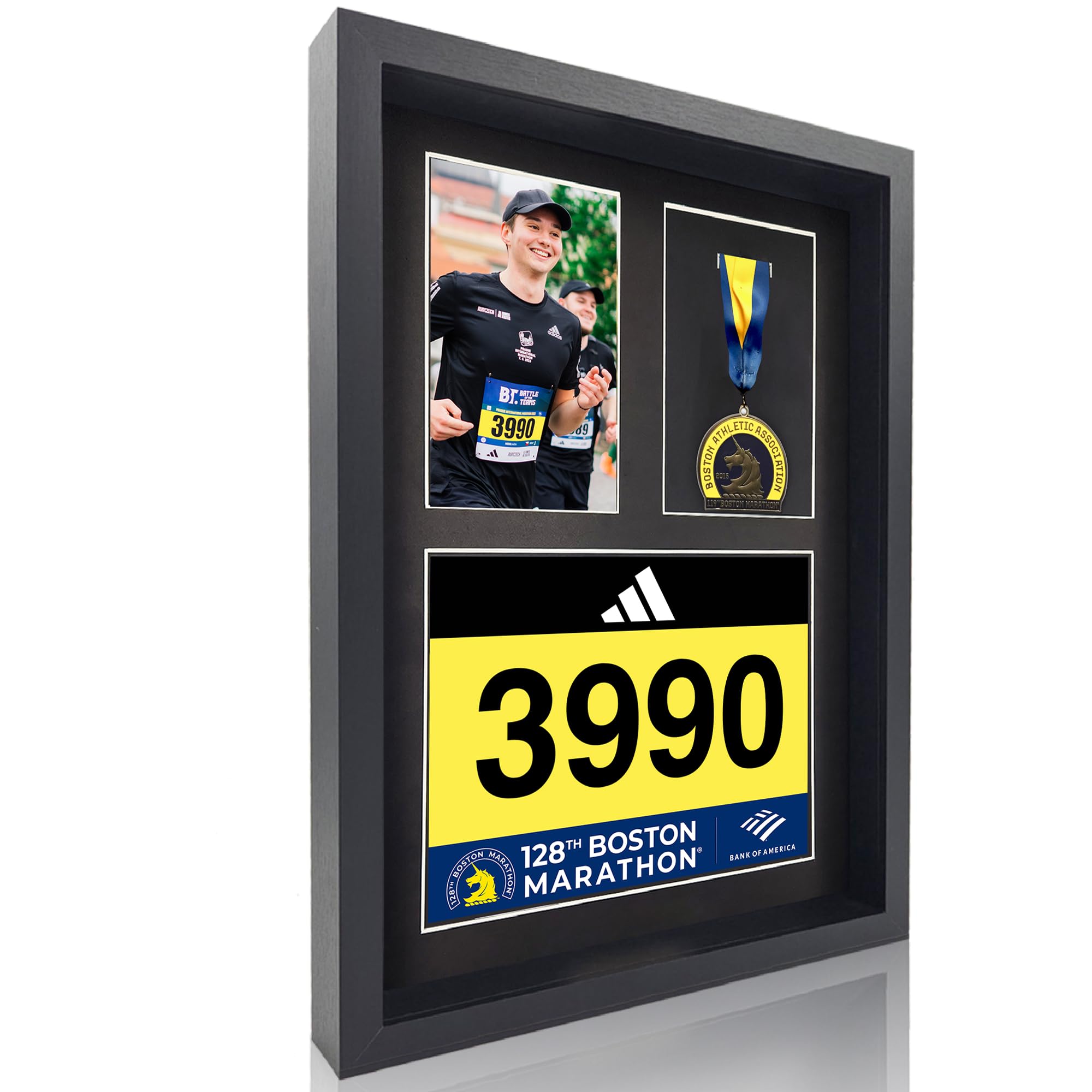 MedalAwardsRack shadow box front view with real tempered glass for lasting clarity.