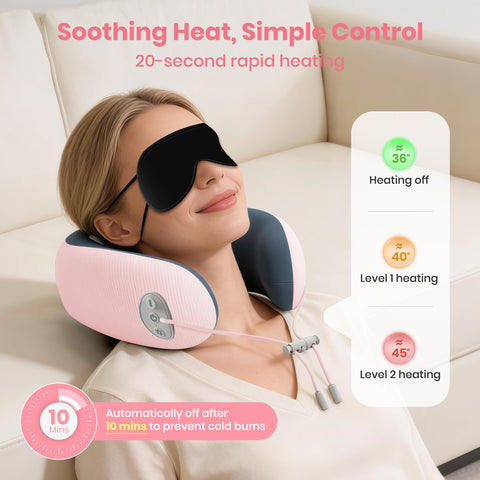 Medicane pink neck travel pillow memory foam supports neck and chin comfortably.