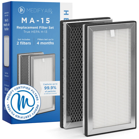 Medify MA-15 filter set front view showing authentic 3-in-1 design for clean air