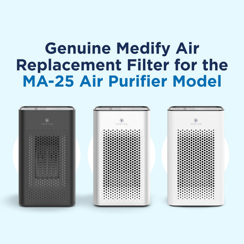 Medify MA-25 pre-filter showing first line of defense against large particles.