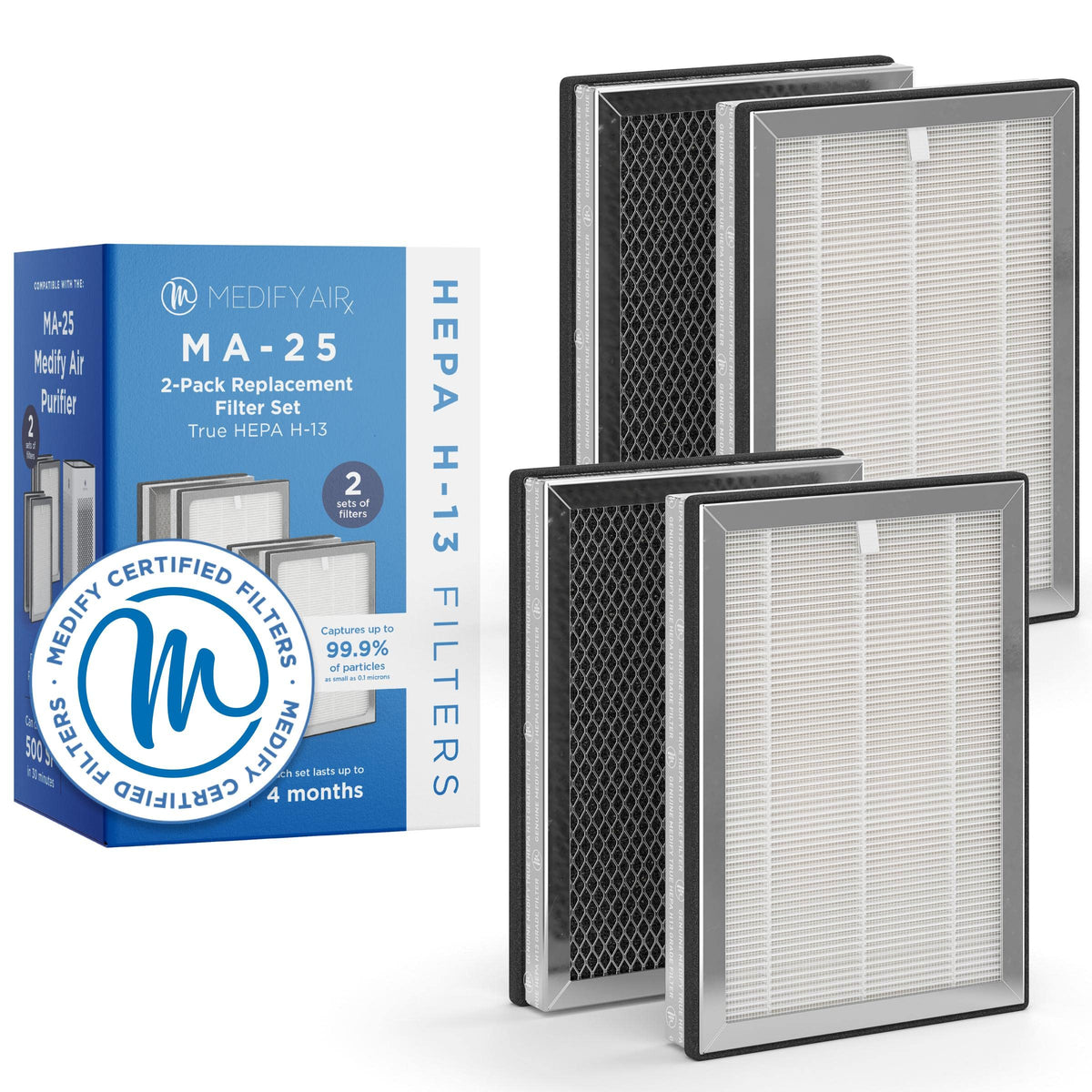 Medify MA-25 replacement filter packaging for quick, easy upgrades.