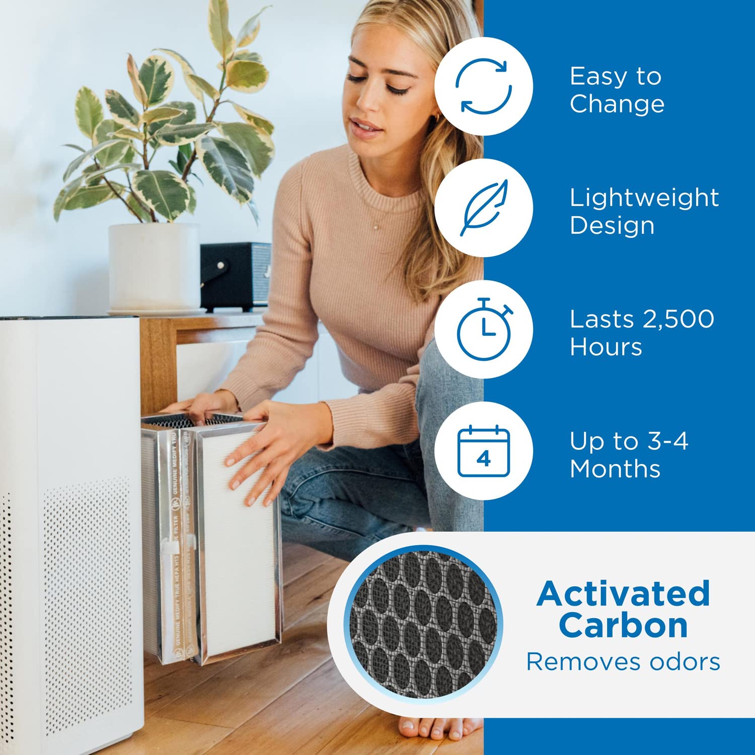 Medify MA-50 True HEPA H13 filter delivers ultra-clean air and fewer allergens