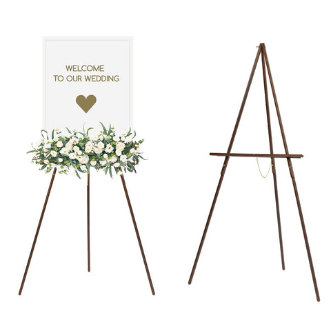 MEEDEN wooden easel stand displays a wedding sign with sturdy support.