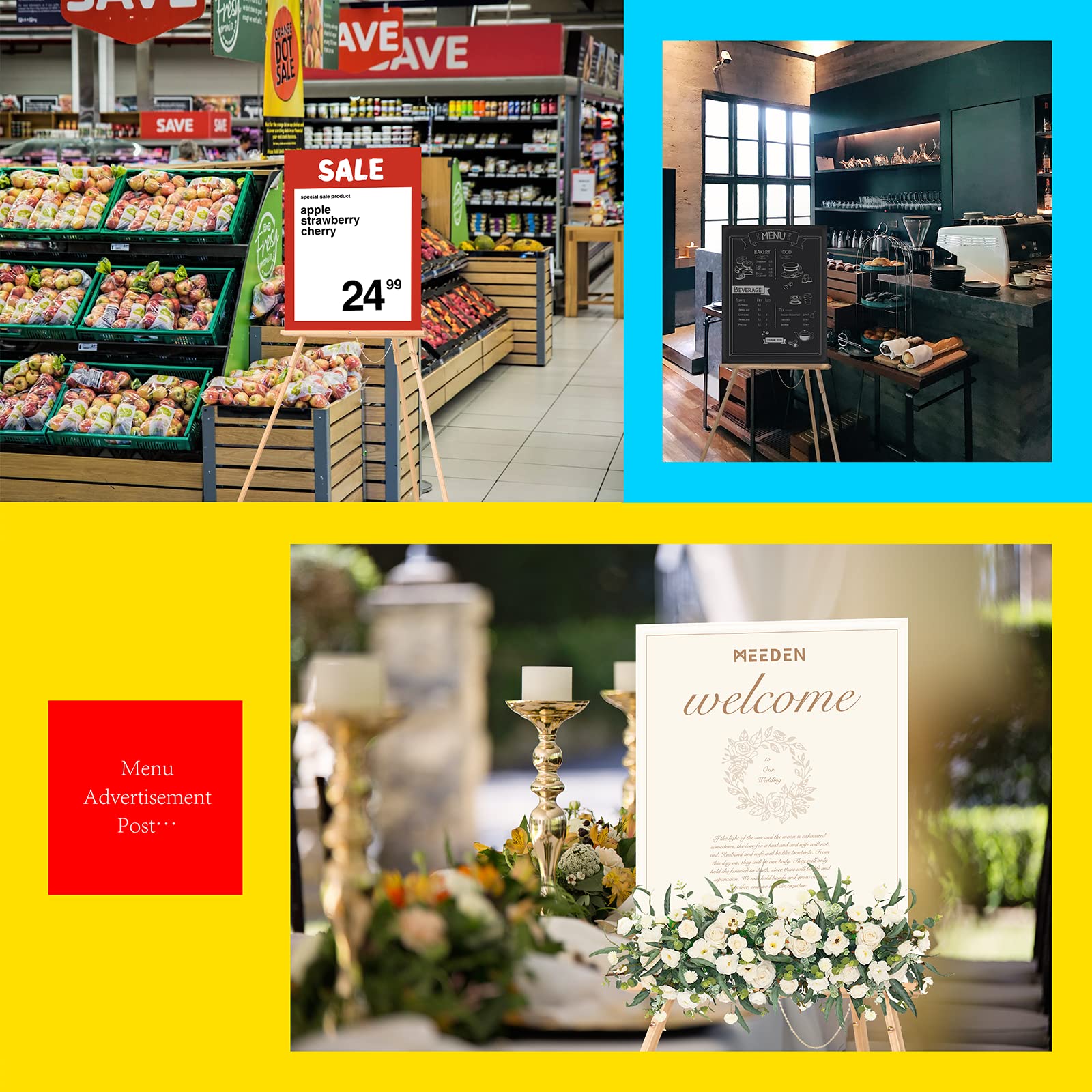 MEEDEN wood easel stand ideal for storefront displays and product signs