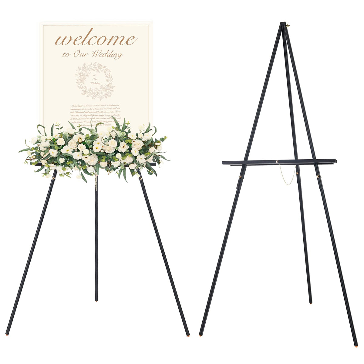 MEEDEN wooden easel stand with durable pine for long-lasting displays.